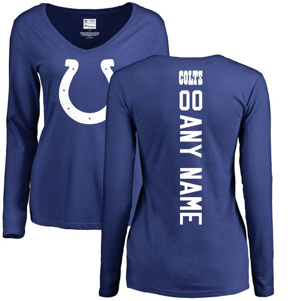 Women Indianapolis Colts NFL Pro Line Royal Custom Backer Slim Fit Long Sleeve T-Shirt->->Sports Accessory